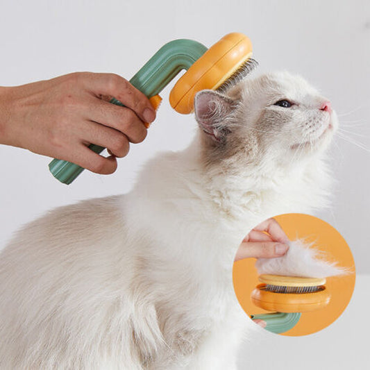 Pet Pumpkin Brush, Pet Grooming Self Cleaning Slicker Brush for Dogs Cats Puppy Rabbit, Cat Brush Grooming Gently Removes Loose Undercoat, Mats Tangled Hair Slicker Brush