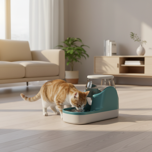 Gato usando el dispensador